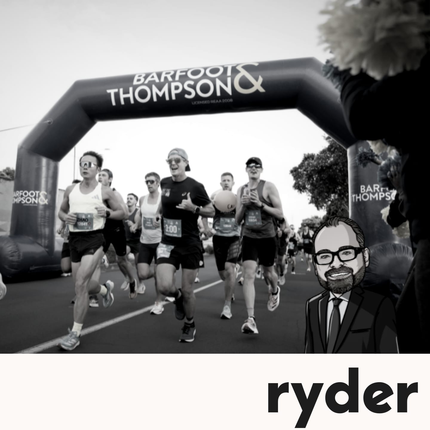 Runners passing under the Barfoot and Thompson branded archway at the Auckland Marathon with 16,000 plus participants annually